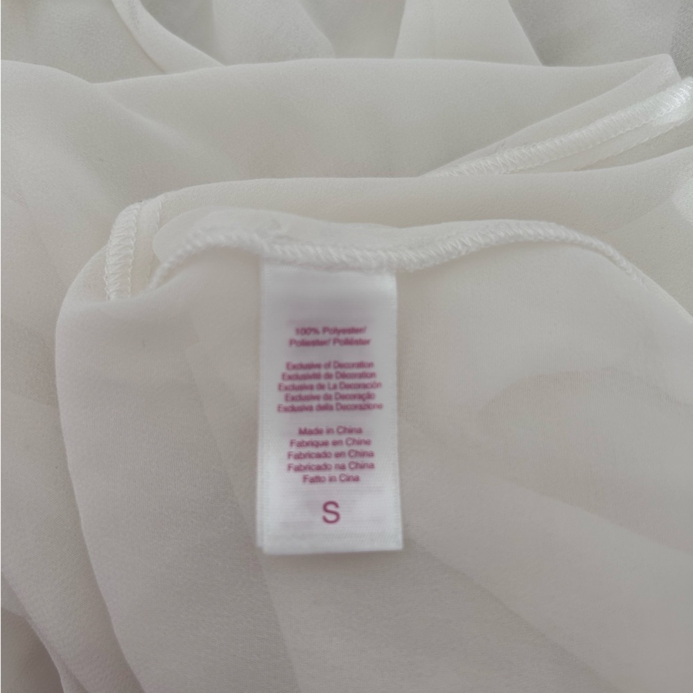 Oscar de la Renta Pink Label Robe Ivory Mesh Lace Sleeve Women’s Size Small - Picture 9 of 11